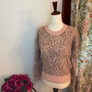 Madewell Leopard Print Sweater in Soft Pink NWT